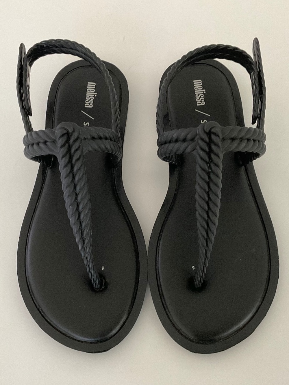 MELISSA x SALINAS Flash Black Jelly Woven Flat Thong Sandals Size 6